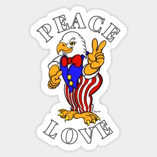 USA Bald Eagle PEACE LOVE Sticker